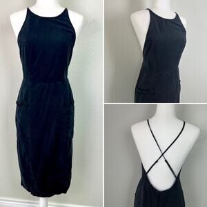 Avec Les Filles Size 4 Dark Navy Blue Open Back Sleeveless Cross Strap Dress